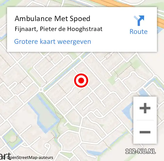 Locatie op kaart van de 112 melding: Ambulance Met Spoed Naar Fijnaart, Pieter de Hooghstraat op 11 juni 2018 11:52