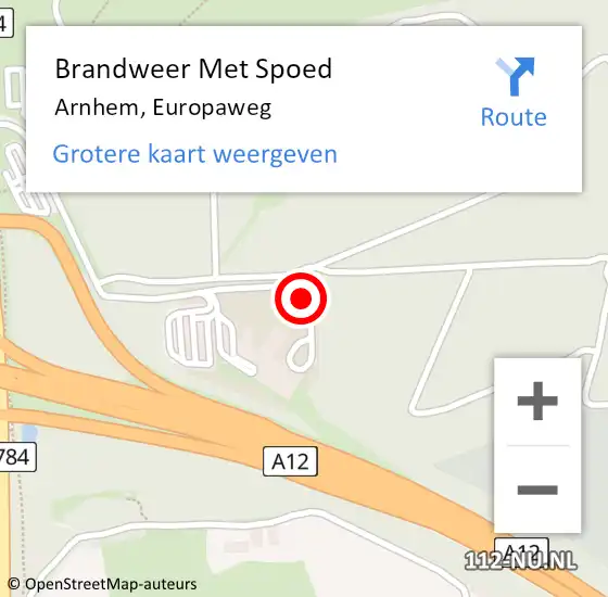 Locatie op kaart van de 112 melding: Brandweer Met Spoed Naar Arnhem, Europaweg op 11 juni 2018 12:09