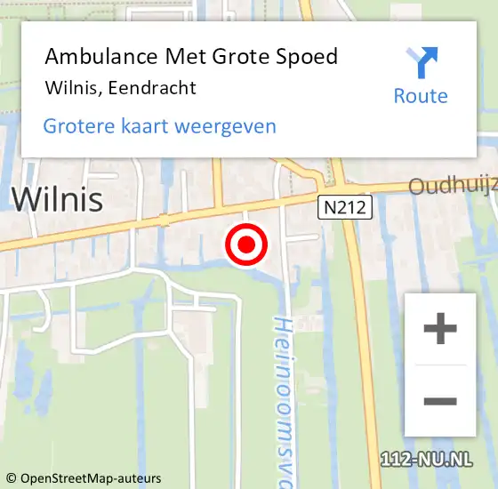 Locatie op kaart van de 112 melding: Ambulance Met Grote Spoed Naar Wilnis, Eendracht op 11 juni 2018 12:15