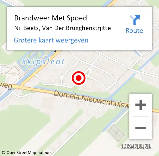 Locatie op kaart van de 112 melding: Brandweer Met Spoed Naar Nij Beets, Van Der Brugghenstrjitte op 11 juni 2018 12:18