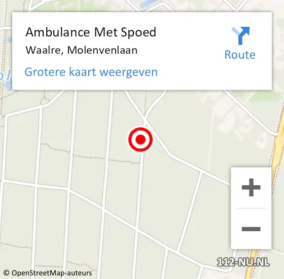 Locatie op kaart van de 112 melding: Ambulance Met Spoed Naar Waalre, Molenvenlaan op 11 juni 2018 12:18