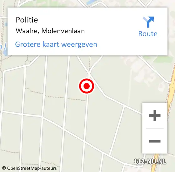 Locatie op kaart van de 112 melding: Politie Waalre, Molenvenlaan op 11 juni 2018 12:19