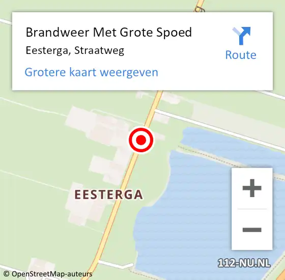 Locatie op kaart van de 112 melding: Brandweer Met Grote Spoed Naar Eesterga, Straatweg op 11 juni 2018 12:27