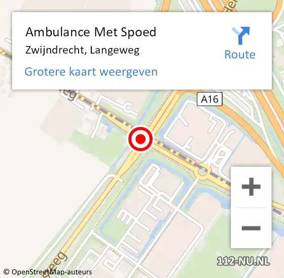 Locatie op kaart van de 112 melding: Ambulance Met Spoed Naar Zwijndrecht, Langeweg op 11 juni 2018 12:51