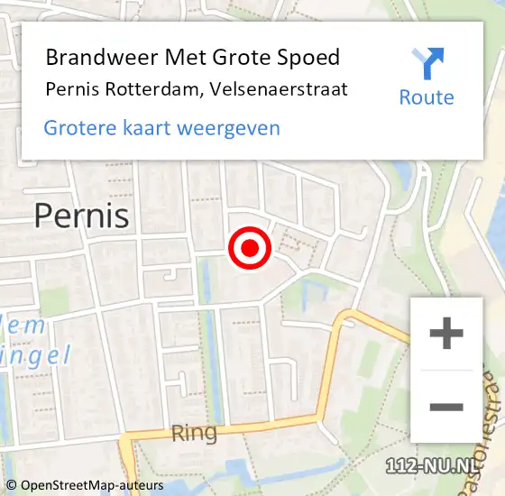 Locatie op kaart van de 112 melding: Brandweer Met Grote Spoed Naar Pernis Rotterdam, Velsenaerstraat op 11 juni 2018 13:01