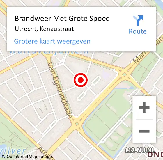 Locatie op kaart van de 112 melding: Brandweer Met Grote Spoed Naar Utrecht, Kenaustraat op 11 juni 2018 13:17