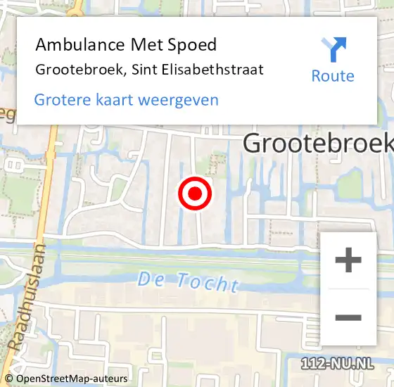 Locatie op kaart van de 112 melding: Ambulance Met Spoed Naar Grootebroek, Sint Elisabethstraat op 11 juni 2018 13:22