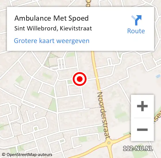 Locatie op kaart van de 112 melding: Ambulance Met Spoed Naar Sint Willebrord, Kievitstraat op 11 juni 2018 13:56