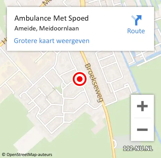 Locatie op kaart van de 112 melding: Ambulance Met Spoed Naar Ameide, Meidoornlaan op 11 juni 2018 14:48