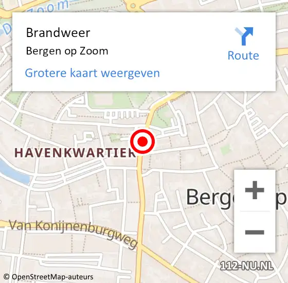 Locatie op kaart van de 112 melding: Brandweer Bergen op Zoom op 11 juni 2018 15:01