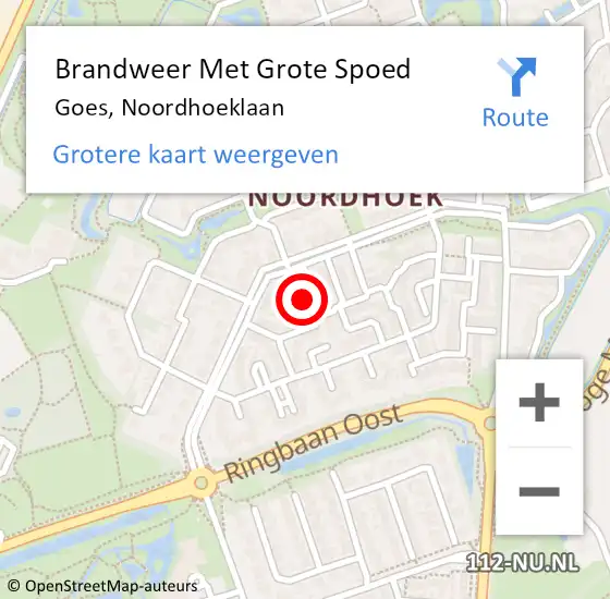 Locatie op kaart van de 112 melding: Brandweer Met Grote Spoed Naar Goes, Noordhoeklaan op 11 juni 2018 15:10