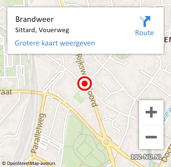 Locatie op kaart van de 112 melding: Brandweer Sittard, Vouerweg op 27 februari 2014 12:41