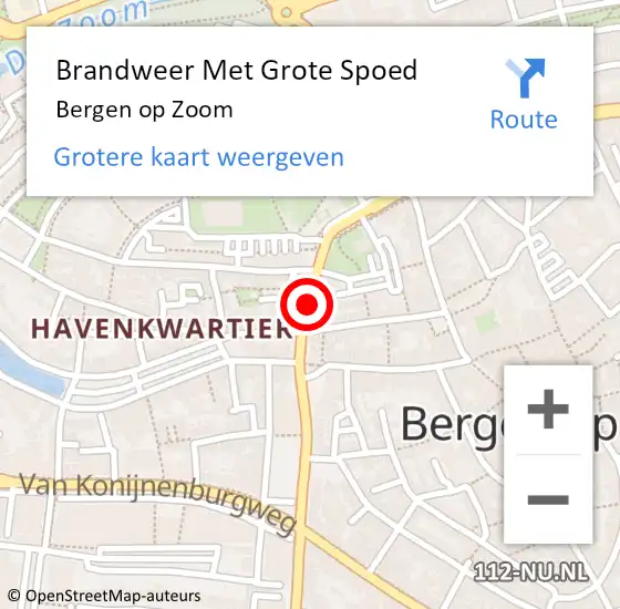 Locatie op kaart van de 112 melding: Brandweer Met Grote Spoed Naar Bergen op Zoom op 11 juni 2018 15:44
