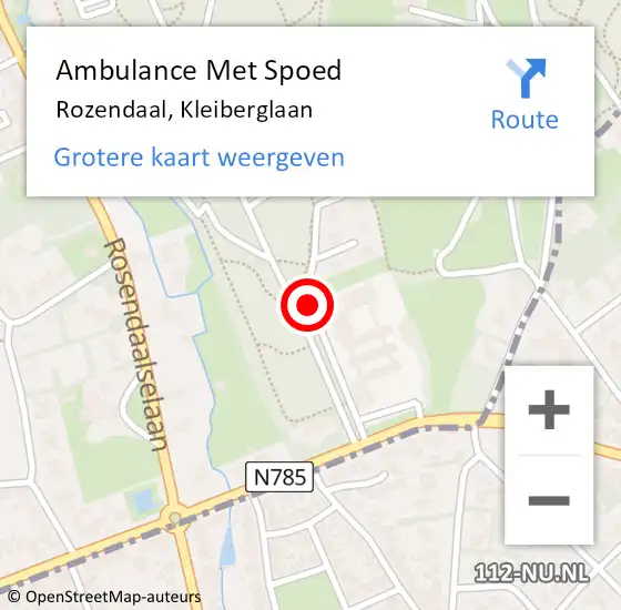 Locatie op kaart van de 112 melding: Ambulance Met Spoed Naar Rozendaal, Kleiberglaan op 11 juni 2018 16:04