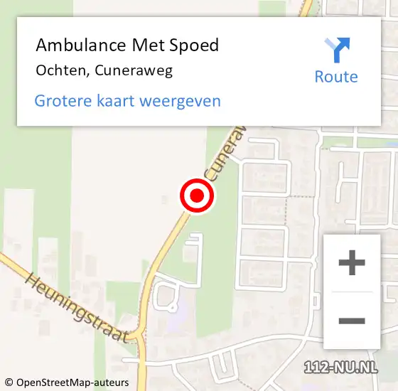 Locatie op kaart van de 112 melding: Ambulance Met Spoed Naar Ochten, Cuneraweg op 11 juni 2018 16:35