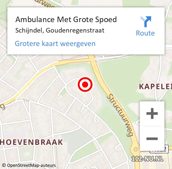 Locatie op kaart van de 112 melding: Ambulance Met Grote Spoed Naar Schijndel, Goudenregenstraat op 11 juni 2018 17:20