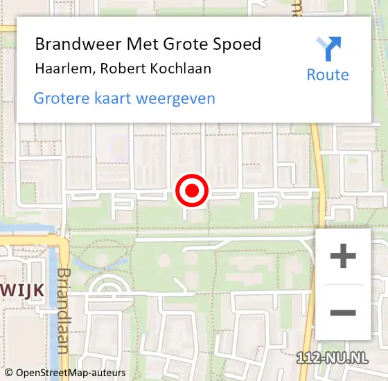 Locatie op kaart van de 112 melding: Brandweer Met Grote Spoed Naar Haarlem, Robert Kochlaan op 11 juni 2018 17:30