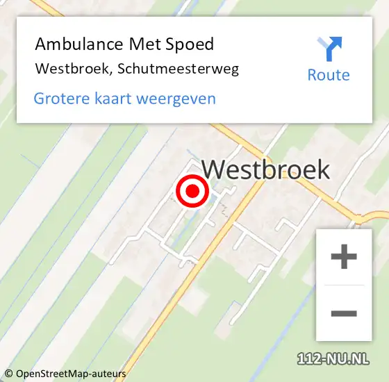 Locatie op kaart van de 112 melding: Ambulance Met Spoed Naar Westbroek, Schutmeesterweg op 11 juni 2018 18:35