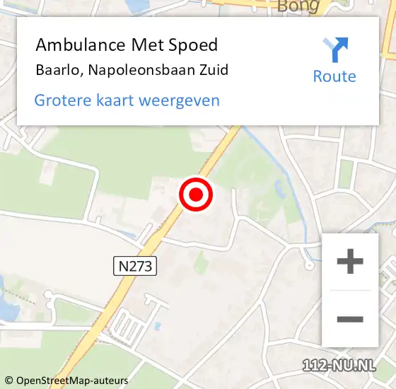 Locatie op kaart van de 112 melding: Ambulance Met Spoed Naar Baarlo, Napoleonsbaan Zuid op 27 februari 2014 12:59