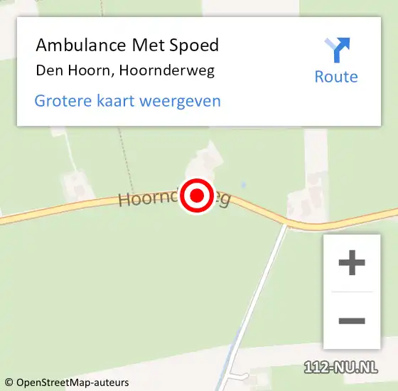 Locatie op kaart van de 112 melding: Ambulance Met Spoed Naar Den Hoorn, Hoornderweg op 11 juni 2018 18:44