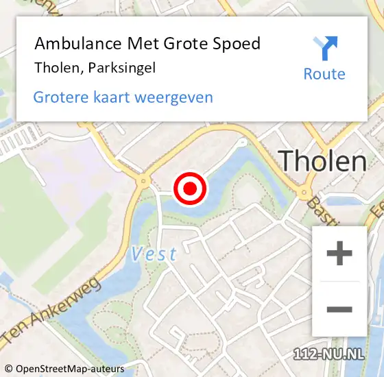 Locatie op kaart van de 112 melding: Ambulance Met Grote Spoed Naar Tholen, Parksingel op 11 juni 2018 19:24