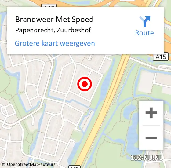 Locatie op kaart van de 112 melding: Brandweer Met Spoed Naar Papendrecht, Zuurbeshof op 11 juni 2018 20:03