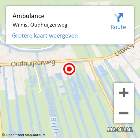 Locatie op kaart van de 112 melding: Ambulance Wilnis, Oudhuijzerweg op 11 juni 2018 20:20