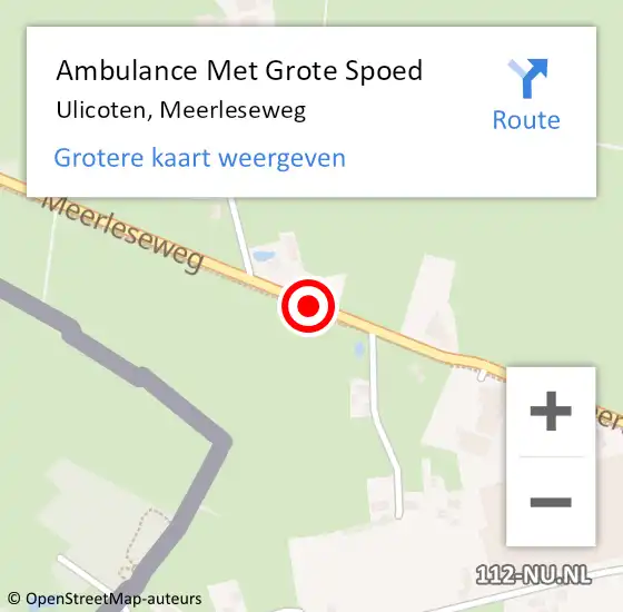 Locatie op kaart van de 112 melding: Ambulance Met Grote Spoed Naar Ulicoten, Meerleseweg op 11 juni 2018 20:25
