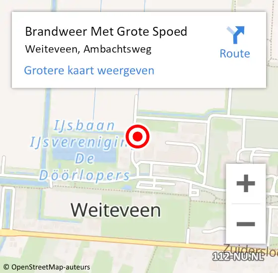 Locatie op kaart van de 112 melding: Brandweer Met Grote Spoed Naar Weiteveen, Ambachtsweg op 27 februari 2014 13:08