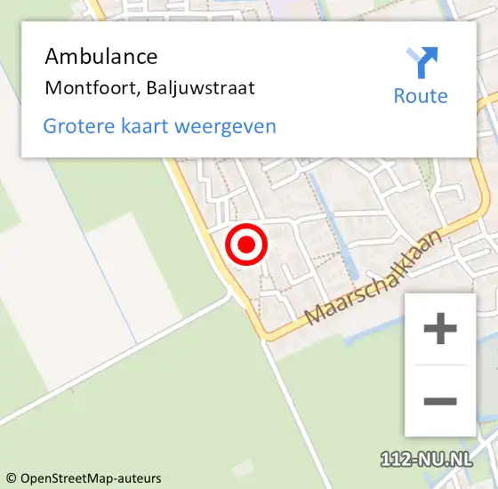 Locatie op kaart van de 112 melding: Ambulance Montfoort, Baljuwstraat op 11 juni 2018 21:02