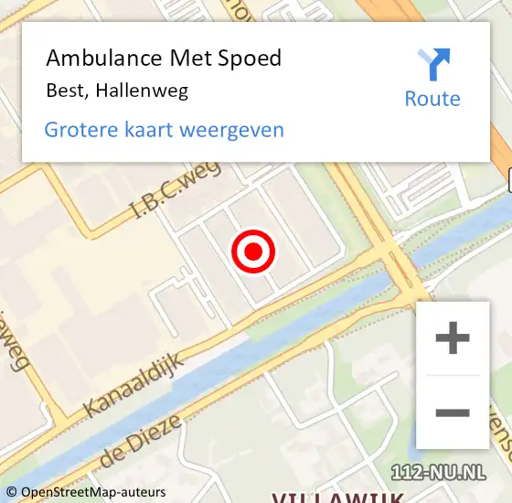 Locatie op kaart van de 112 melding: Ambulance Met Spoed Naar Best, Hallenweg op 11 juni 2018 21:26