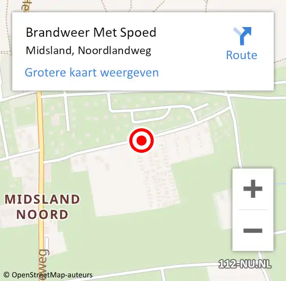 Locatie op kaart van de 112 melding: Brandweer Met Spoed Naar Midsland, Noordlandweg op 11 juni 2018 21:36