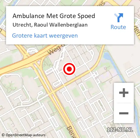 Locatie op kaart van de 112 melding: Ambulance Met Grote Spoed Naar Utrecht, Raoul Wallenberglaan op 11 juni 2018 21:40