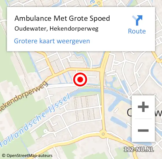 Locatie op kaart van de 112 melding: Ambulance Met Grote Spoed Naar Oudewater, Hekendorperweg op 11 juni 2018 22:44