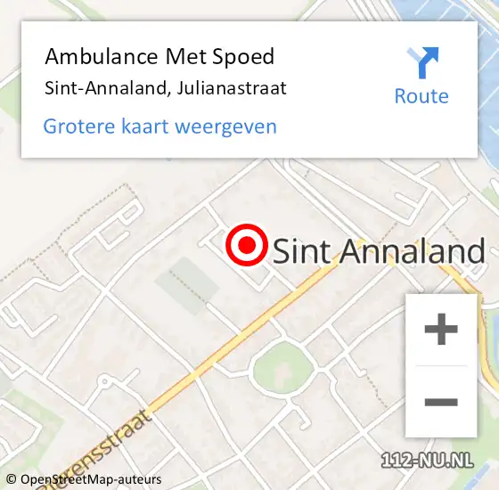 Locatie op kaart van de 112 melding: Ambulance Met Spoed Naar Sint-Annaland, Julianastraat op 12 juni 2018 00:04