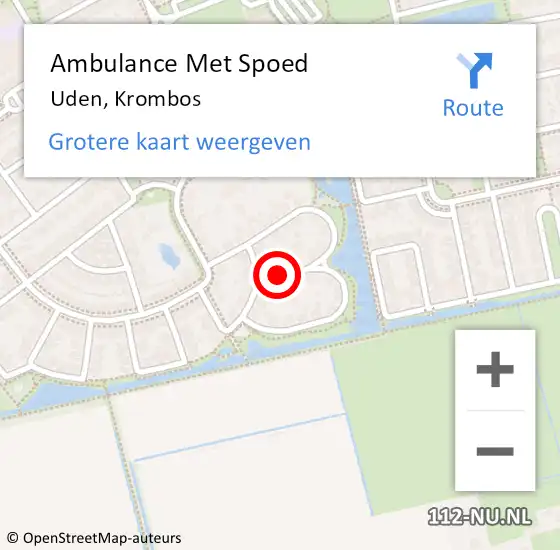 Locatie op kaart van de 112 melding: Ambulance Met Spoed Naar Uden, Krombos op 12 juni 2018 00:27