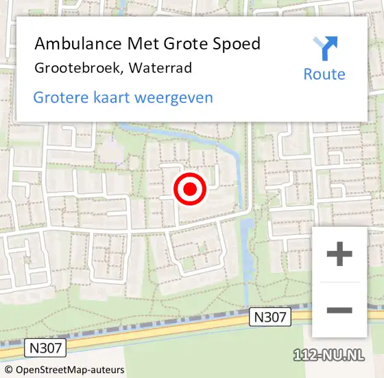 Locatie op kaart van de 112 melding: Ambulance Met Grote Spoed Naar Grootebroek, Waterrad op 12 juni 2018 00:49