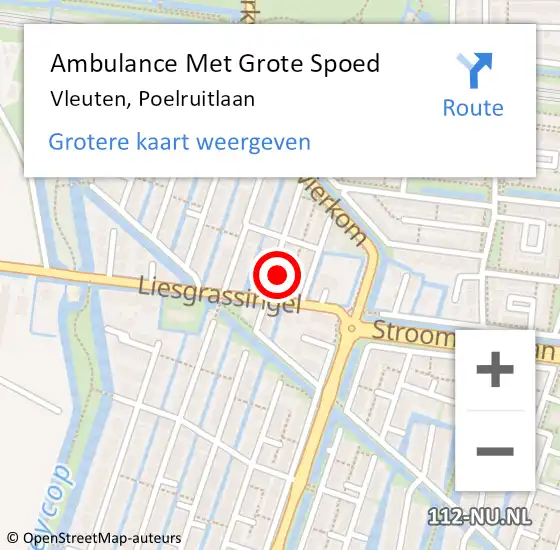 Locatie op kaart van de 112 melding: Ambulance Met Grote Spoed Naar Vleuten, Poelruitlaan op 12 juni 2018 00:52