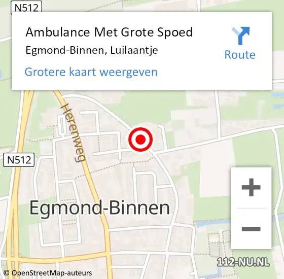 Locatie op kaart van de 112 melding: Ambulance Met Grote Spoed Naar Egmond-Binnen, Luilaantje op 12 juni 2018 03:28