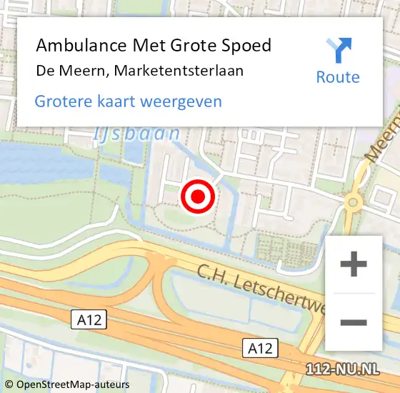 Locatie op kaart van de 112 melding: Ambulance Met Grote Spoed Naar De Meern, Marketentsterlaan op 12 juni 2018 04:00