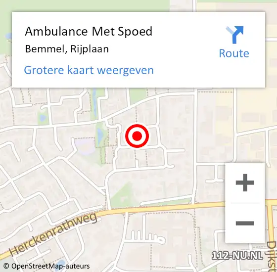 Locatie op kaart van de 112 melding: Ambulance Met Spoed Naar Bemmel, Rijplaan op 12 juni 2018 06:15