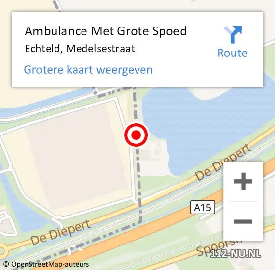 Locatie op kaart van de 112 melding: Ambulance Met Grote Spoed Naar Echteld, Medelsestraat op 12 juni 2018 07:20