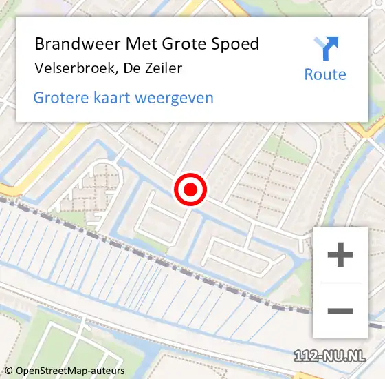 Locatie op kaart van de 112 melding: Brandweer Met Grote Spoed Naar Velserbroek, De Zeiler op 12 juni 2018 07:51