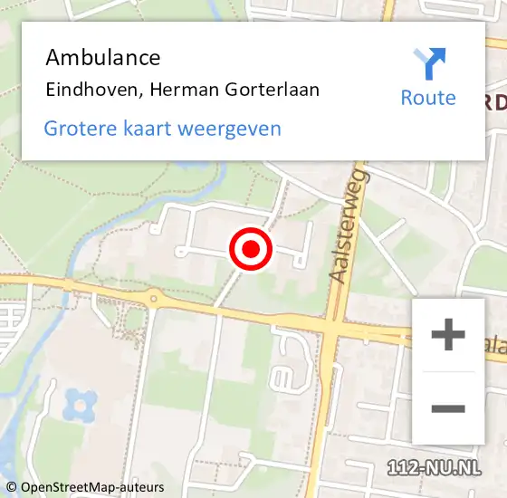 Locatie op kaart van de 112 melding: Ambulance Eindhoven, Herman Gorterlaan op 12 juni 2018 08:05