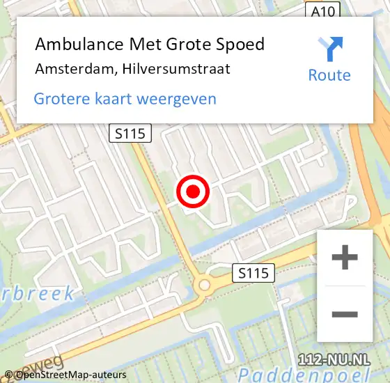 Locatie op kaart van de 112 melding: Ambulance Met Grote Spoed Naar Amsterdam, Hilversumstraat op 12 juni 2018 09:19