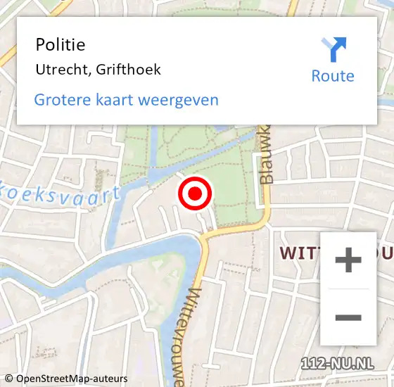 Locatie op kaart van de 112 melding: Politie Utrecht, Grifthoek op 12 juni 2018 09:32