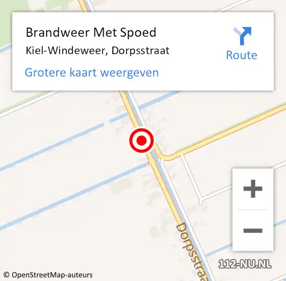 Locatie op kaart van de 112 melding: Brandweer Met Spoed Naar Kiel-Windeweer, Dorpsstraat op 12 juni 2018 09:48