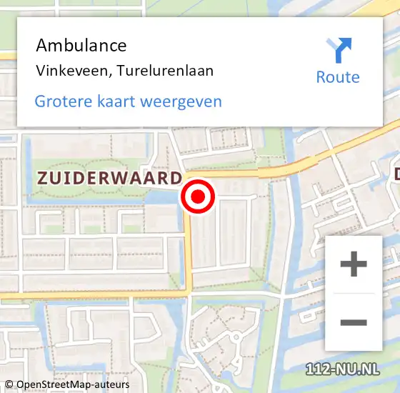 Locatie op kaart van de 112 melding: Ambulance Vinkeveen, Turelurenlaan op 12 juni 2018 09:53