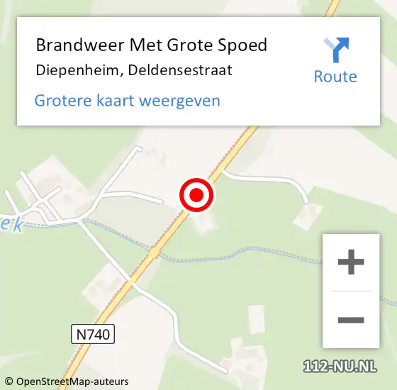 Locatie op kaart van de 112 melding: Brandweer Met Grote Spoed Naar Diepenheim, Deldensestraat op 12 juni 2018 09:59