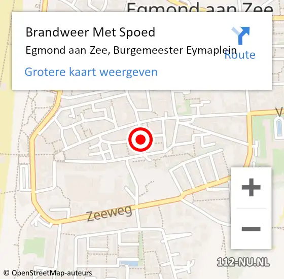 Locatie op kaart van de 112 melding: Brandweer Met Spoed Naar Egmond aan Zee, Burgemeester Eymaplein op 12 juni 2018 10:13